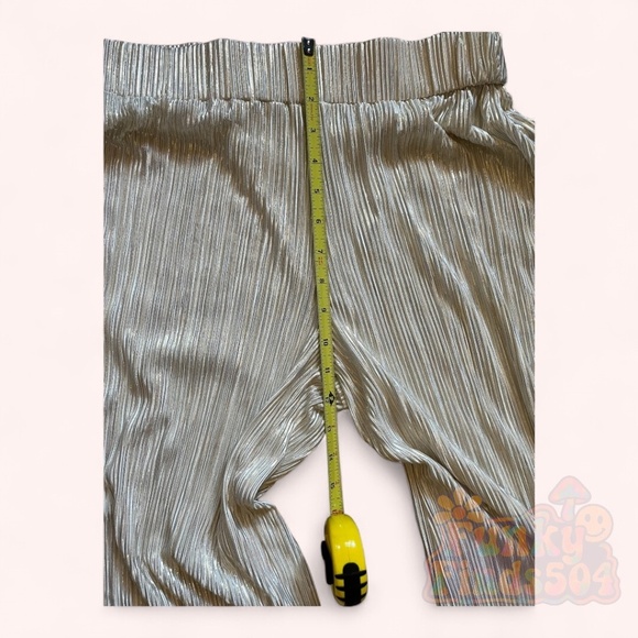 Wide Leg Gold Tinsel Shimmering Pants by Adrienne Landau NWOT Size M Sample Sale - Picture 7 of 8